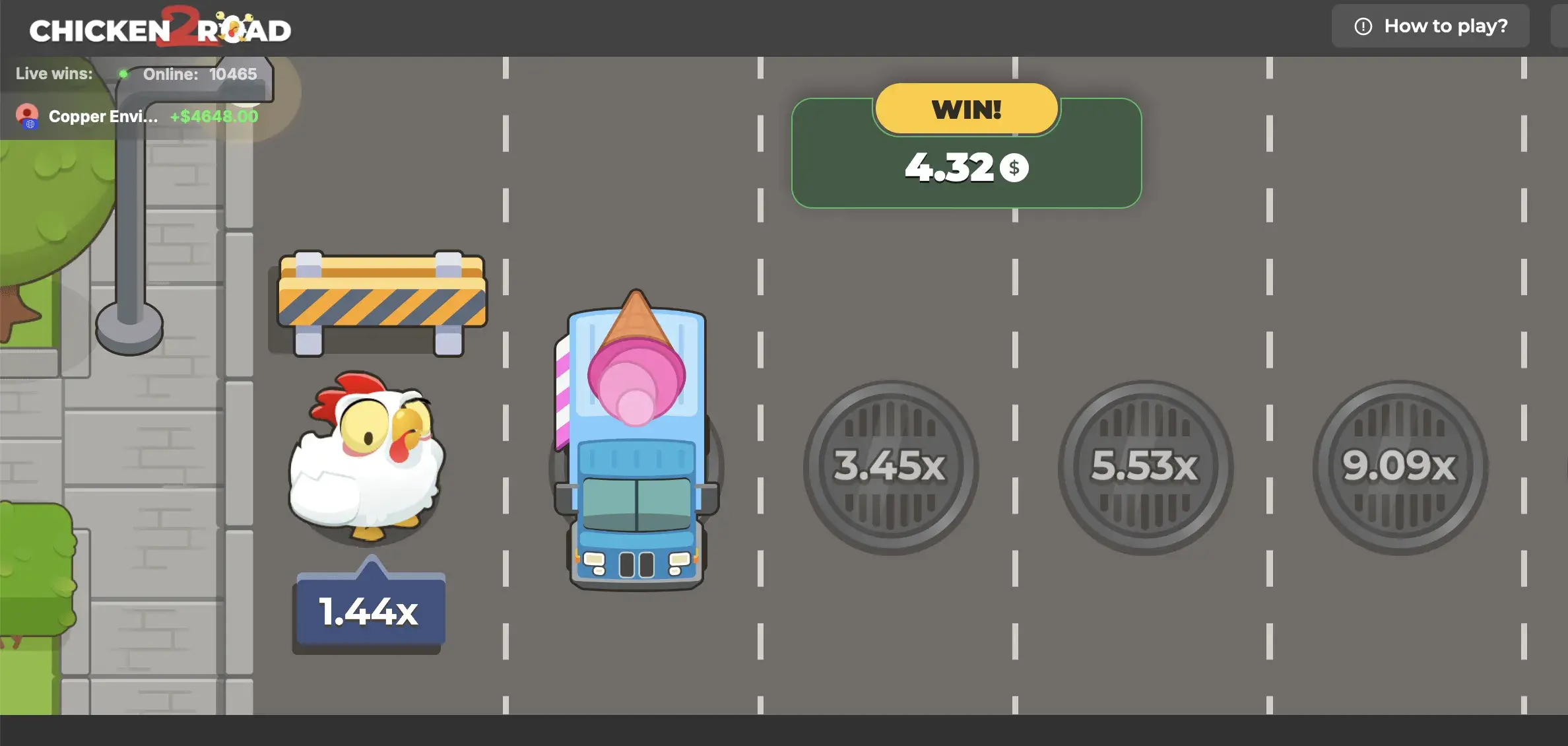 Chicken Road 2 Slot multipliers view during an active round